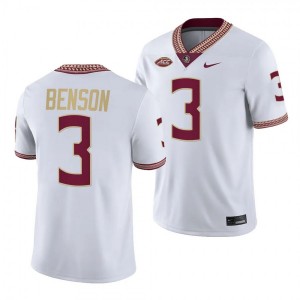 For Men Florida State Seminoles #3 Trey Benson White Nike NIL Limited Jersey 506436-930