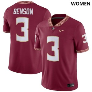 Women Florida State Seminoles #3 Trey Benson Garnet Nike NIL Alumni Jersey 450069-647