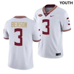Youth FSU #3 Trey Benson White Nike NIL College Football Jerseys 279015-863