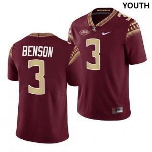 Youth(Kids) Florida State #3 Trey Benson Garnet Limited Jerseys 865933-362