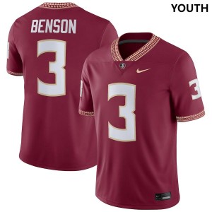 Youth FSU #3 Trey Benson Garnet Nike NIL College Football Jerseys 558097-528